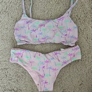San Lorenzo Pastel Palm Bikini Set (Top Size M, Bottom Size L)